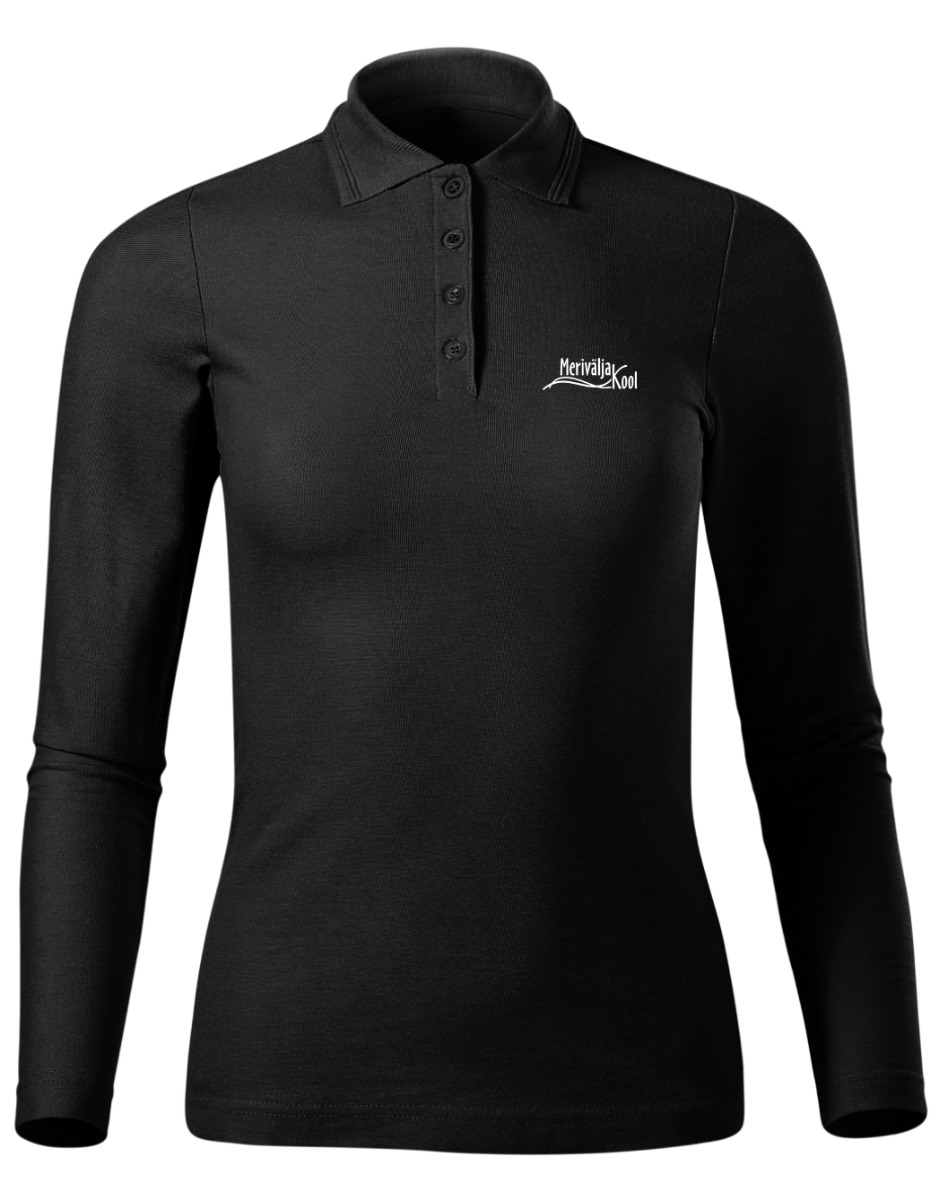 Naiste pikkade varrukatega polosärk, must