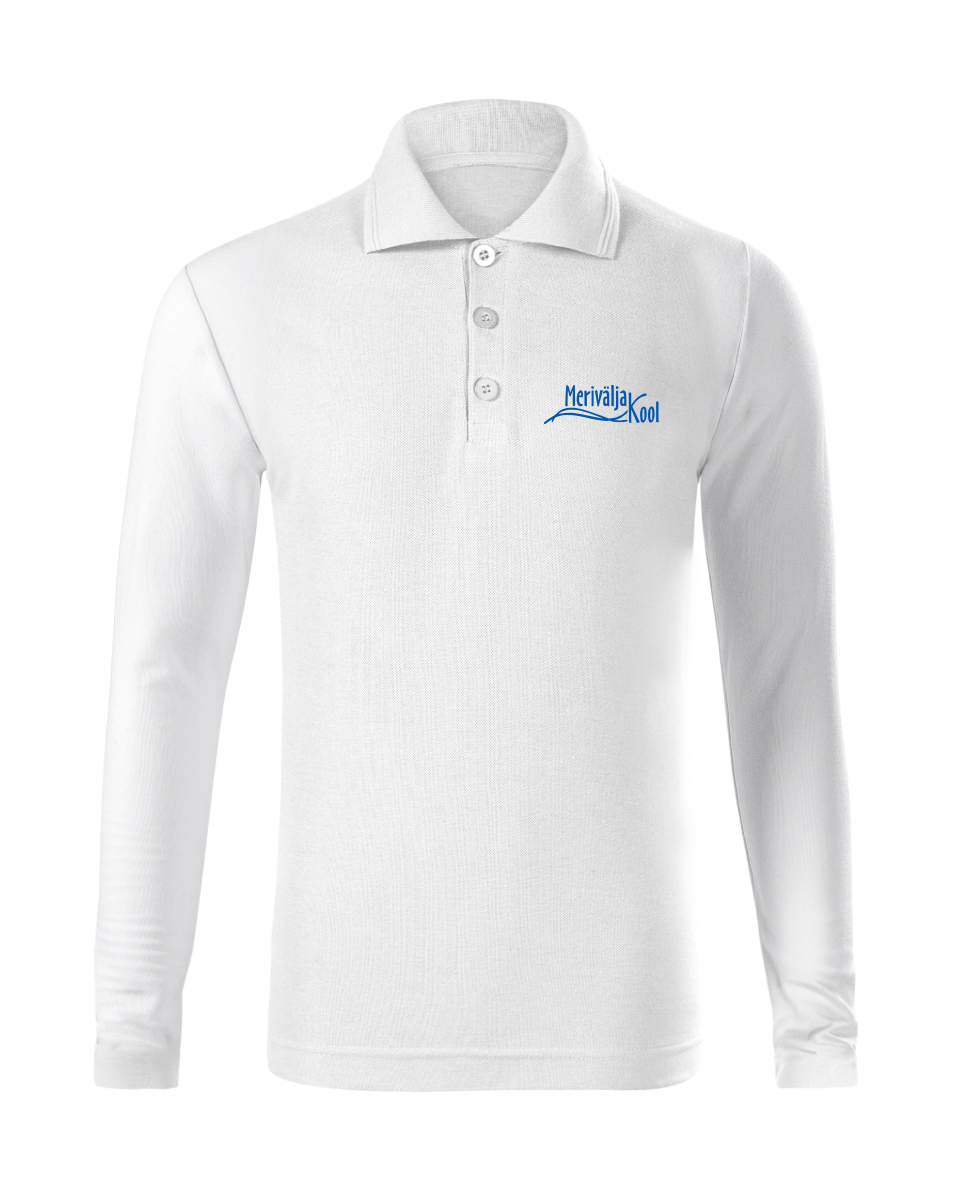 Laste kitsas pikkade varrukatega polosärk, valge